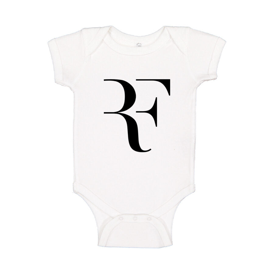 Roger Federer Black Logo Baby Romper Onesie - White