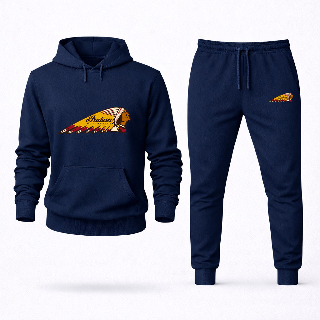Indian Motorcycle Hoodie and Joggers Set - Navy