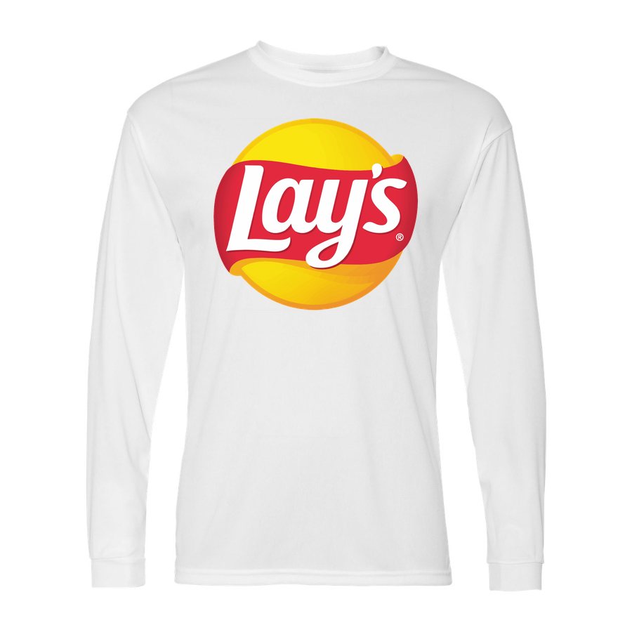 Men's Lays food Polyester Long Sleeve T-Shirt - White