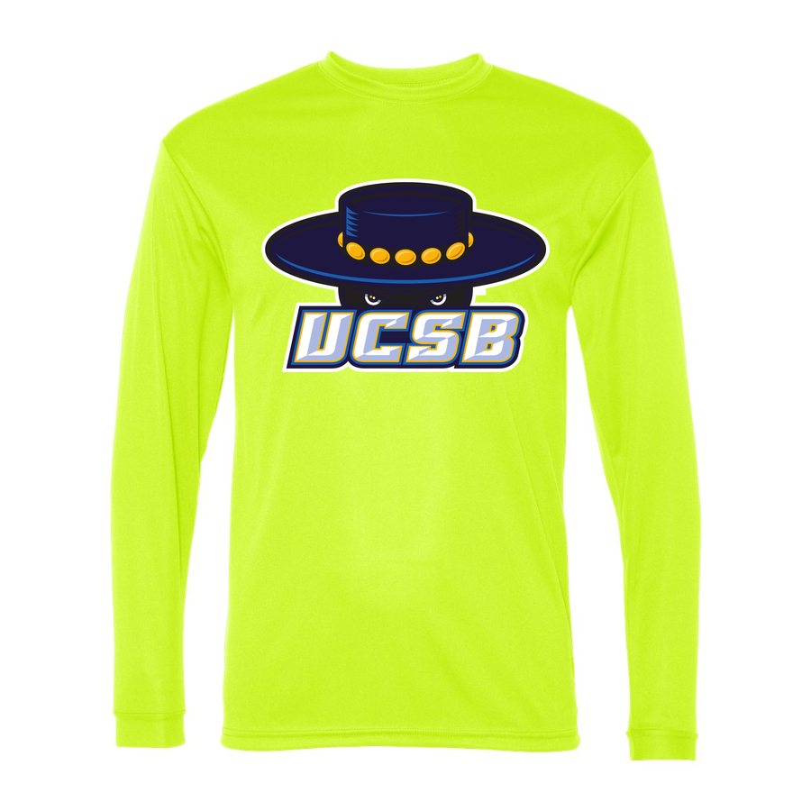 Men's UCSB Gauchos Polyester Long Sleeve T-Shirt - Safety Yellow