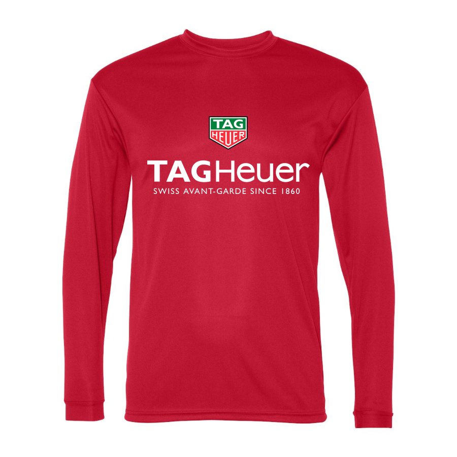Men's TAG Heuer White Logo Polyester Long Sleeve T-Shirt - Red