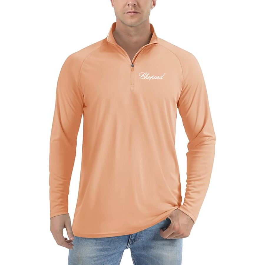 Men's Chopard  Lightweight Quarter-Zip Athletic Shirt Long Sleeve Performance Wear