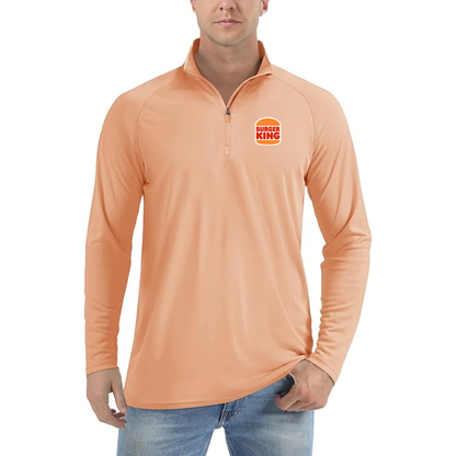 Men's Burger King Lightweight Quarter-Zip Athletic Shirt Long Sleeve Performance Wear