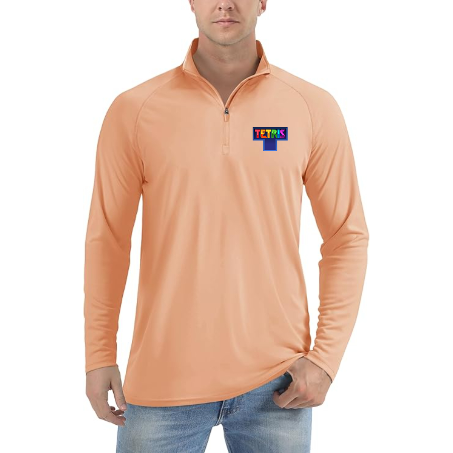 Men's Tetris Lightweight Quarter-Zip Athletic Shirt Long Sleeve Performance Wear