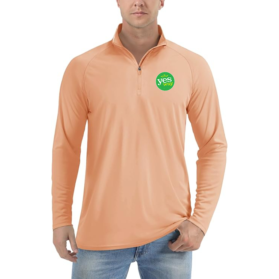 Men's Yes Way  Lightweight Quarter-Zip Athletic Shirt Long Sleeve Performance Wear