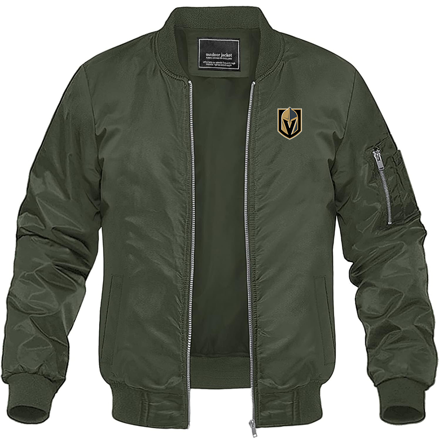 Men's NHL Vegas Golden Knights Lightweight Bomber Jacket Windbreaker Softshell Varsity Jacket