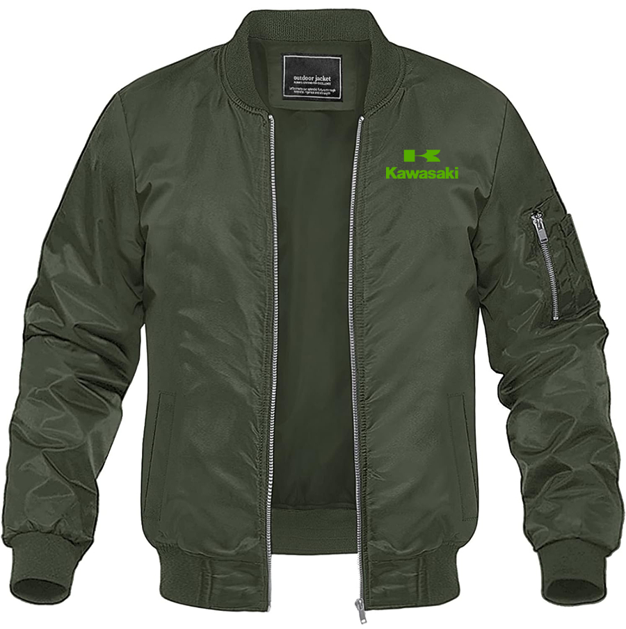 Men's Kawasaki Bike Motorcycle Lightweight Bomber Jacket Windbreaker Softshell Varsity Jacket