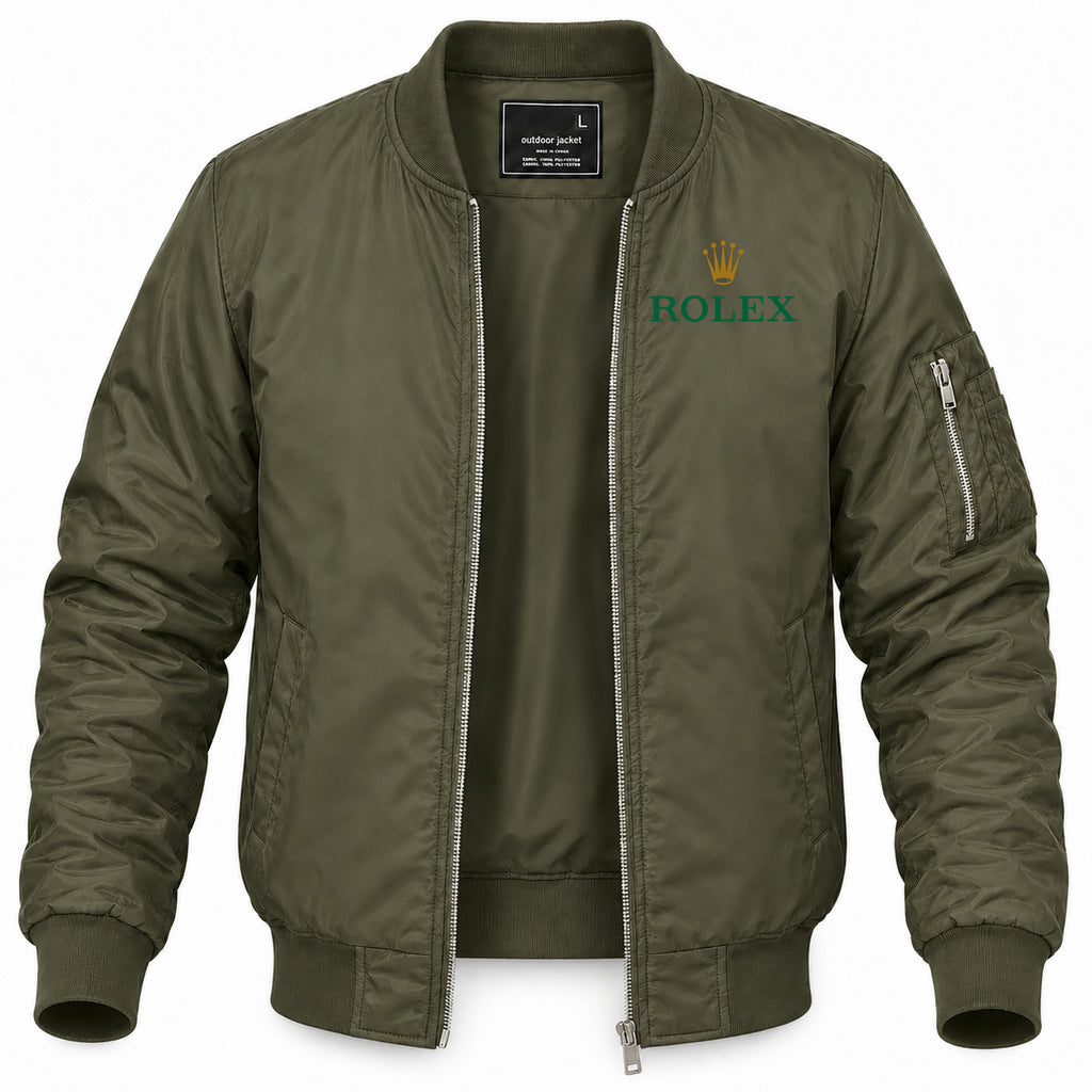 Men's Rolex Lightweight Bomber Jacket Windbreaker Softshell Varsity Jacket Coat
