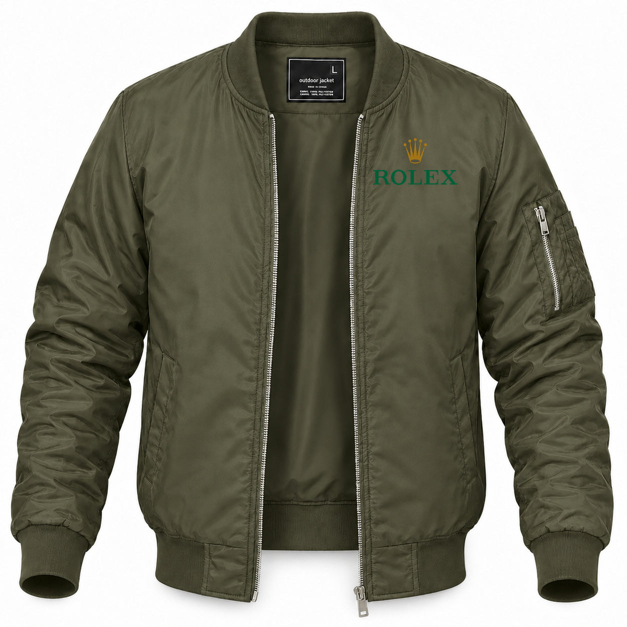 Men's Rolex Lightweight Bomber Jacket Windbreaker Softshell Varsity Jacket Coat