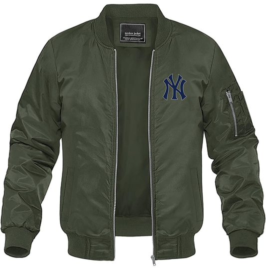 Men's New York NY Yankees Baseball Lightweight Bomber Jacket Windbreaker Softshell Varsity Jacket