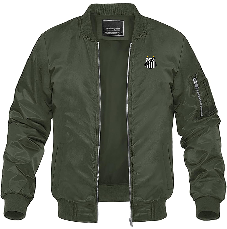 Men's Santos FC Lightweight Bomber Jacket Windbreaker Softshell Varsity Jacket