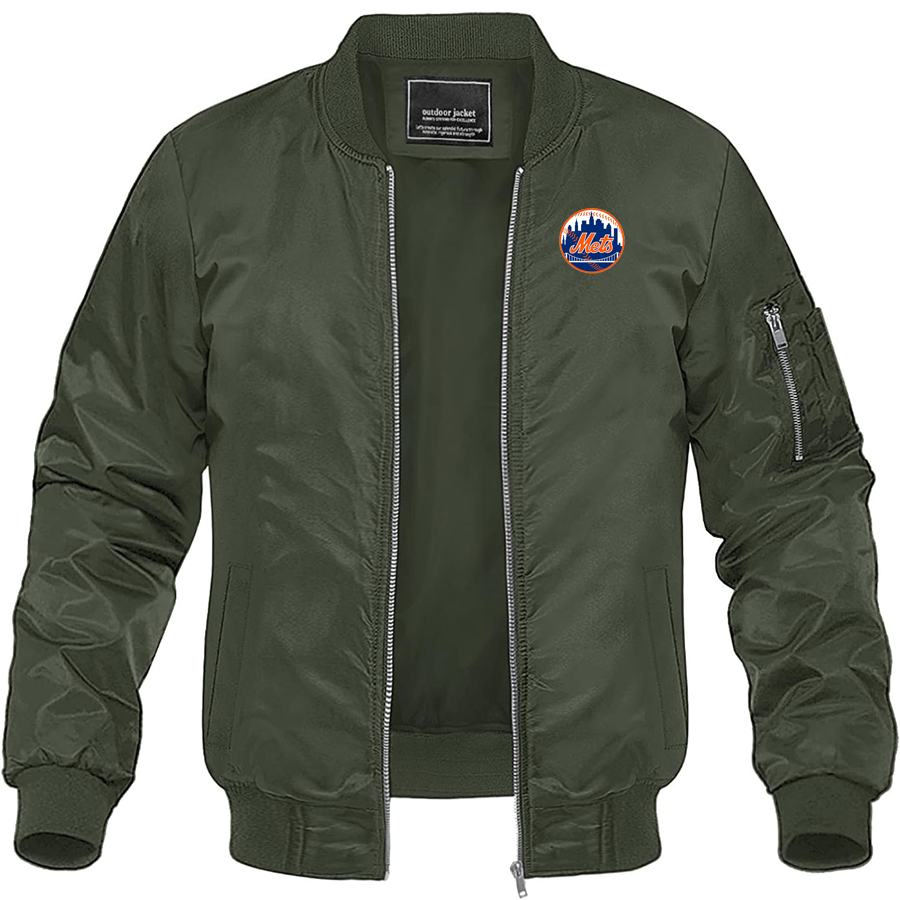 Men's New York Mets Lightweight Bomber Jacket Windbreaker Softshell Varsity Jacket