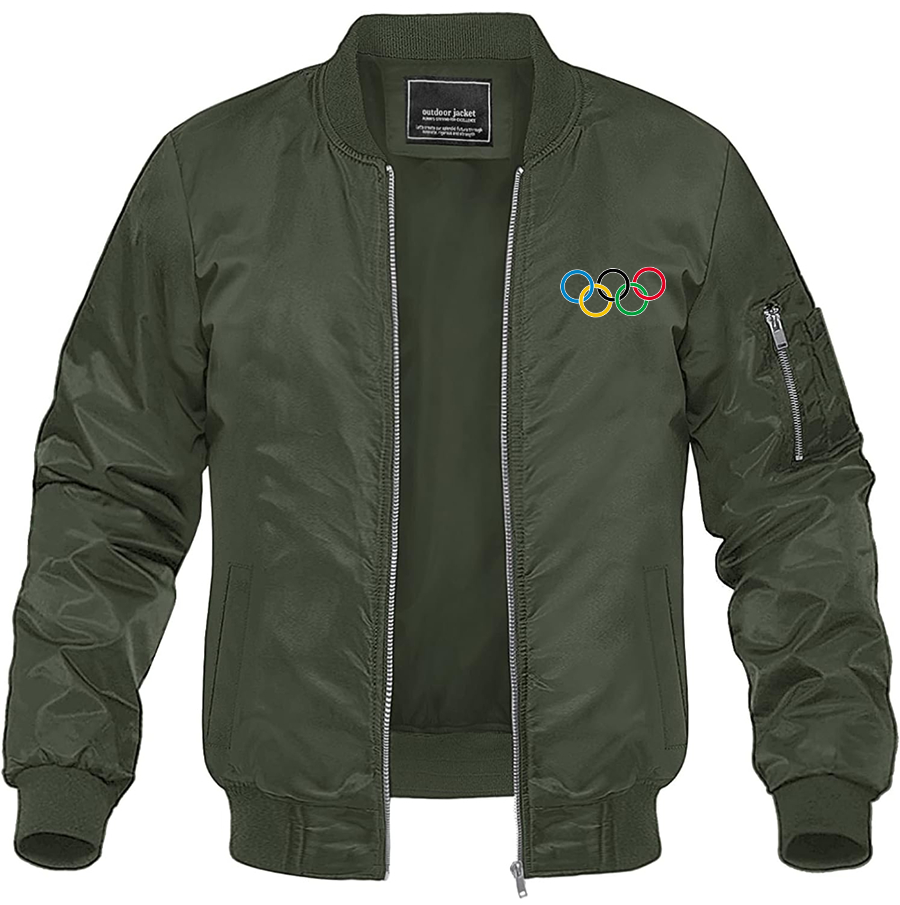 Men's Olympics Rings Lightweight Bomber Jacket Windbreaker Softshell Varsity Jacket