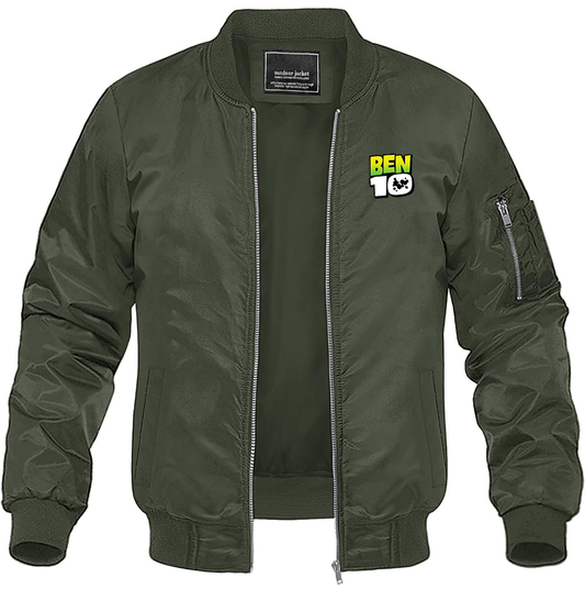 Men's Ben 10 Lightweight Bomber Jacket Windbreaker Softshell Varsity Jacket