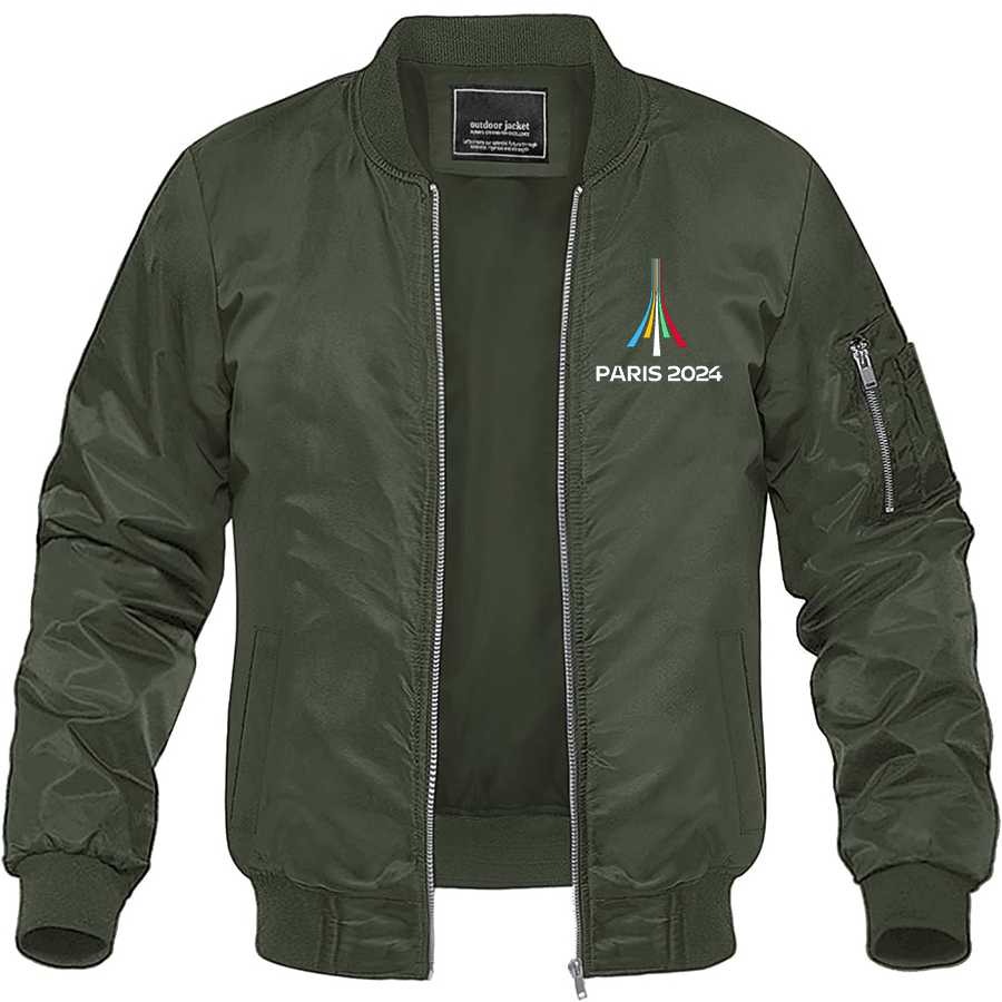 Men's Olympia Paris 2024 Lightweight Bomber Jacket Windbreaker Softshell Varsity Jacket
