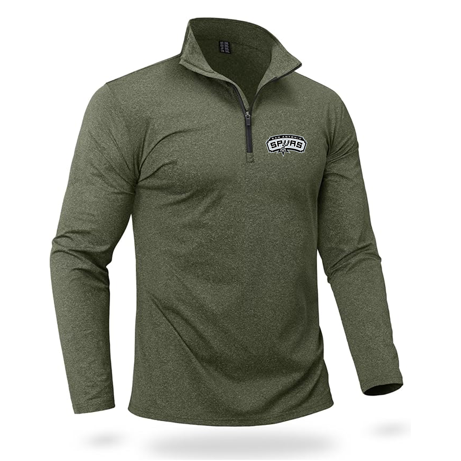 Men's San Antonio Spurs   Quarter Zip Pullover Premium Fleece Lined Heather Long Sleeve Golf Shirts Midweight 1/4 Half Zip Sweatshirts
