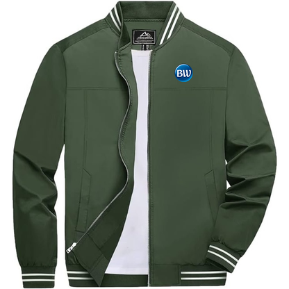 Men's Best Western Lightweight Zip-Up Bomber Jacket with Ribbed Collar and Cuffs Versatile Casual Outerwear