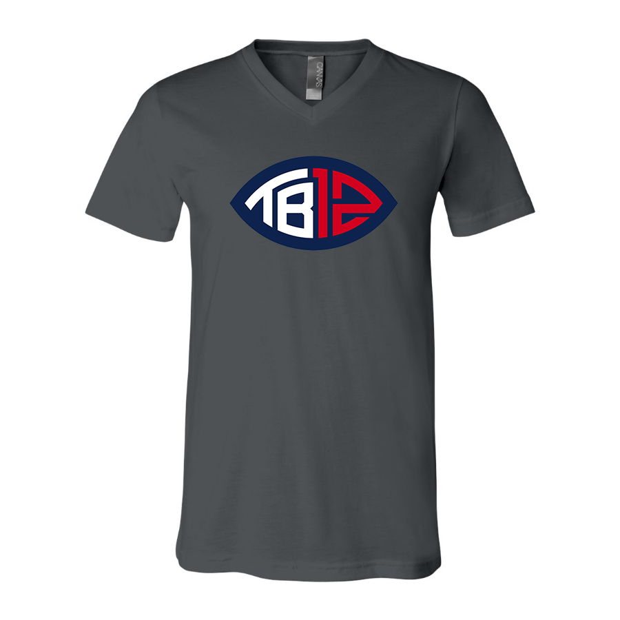 Men's Tom Brady 12 BELLA  CANVAS  Jersey V-Neck Tee
