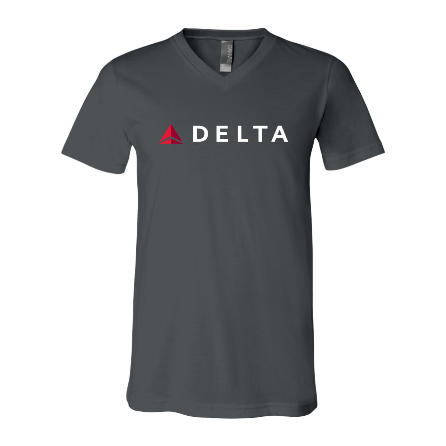 Men's Delta Airlines  BELLA  CANVAS  Jersey V-Neck Tee