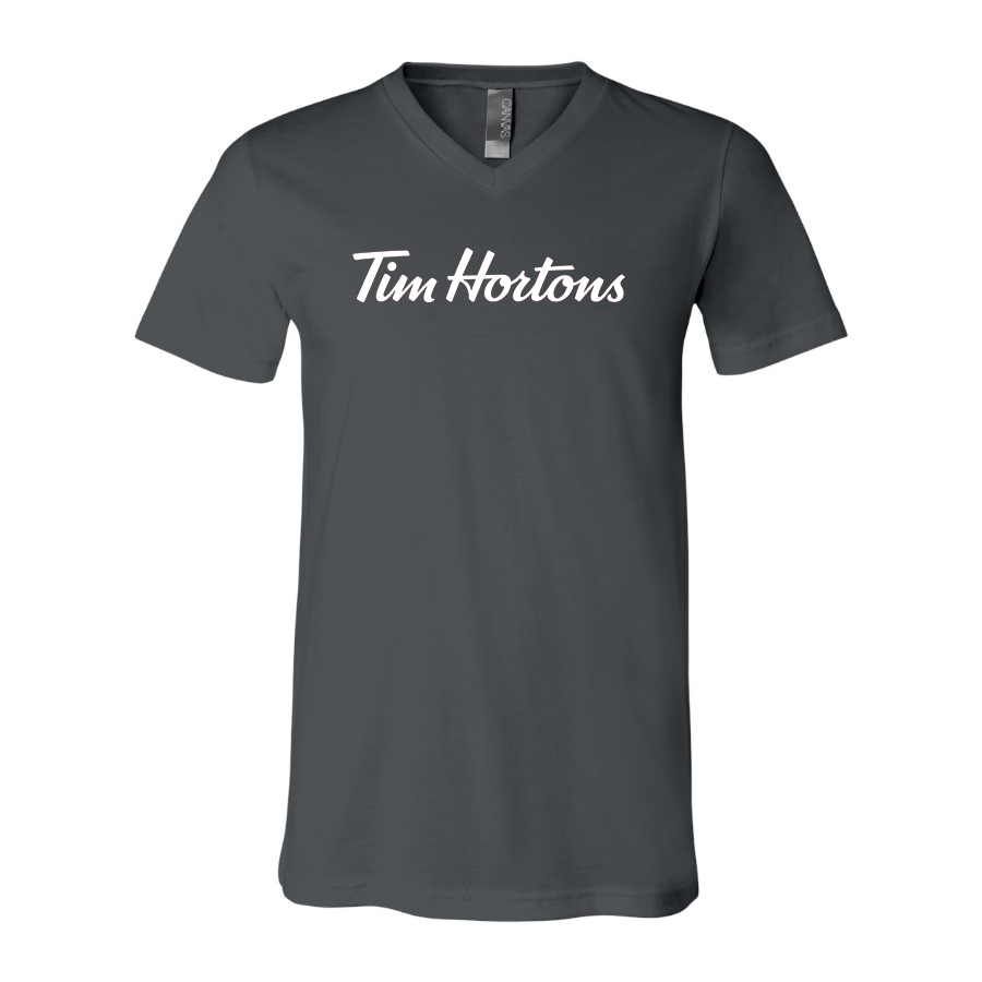 Men's Tim Hortons BELLA  CANVAS  Jersey V-Neck Tee