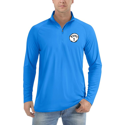 Men's Dr. Suess Thing 1  Lightweight Quarter-Zip Athletic Shirt Long Sleeve Performance Wear