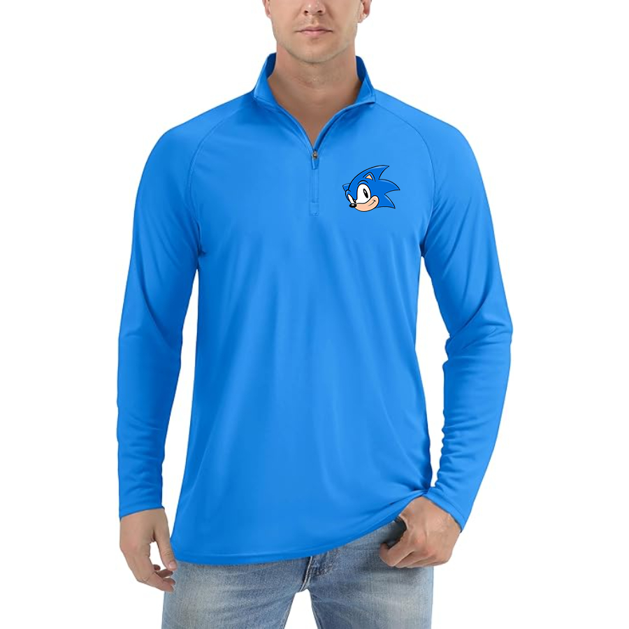 Men's Sonic the Hedgehog  Lightweight Quarter-Zip Athletic Shirt Long Sleeve Performance Wear