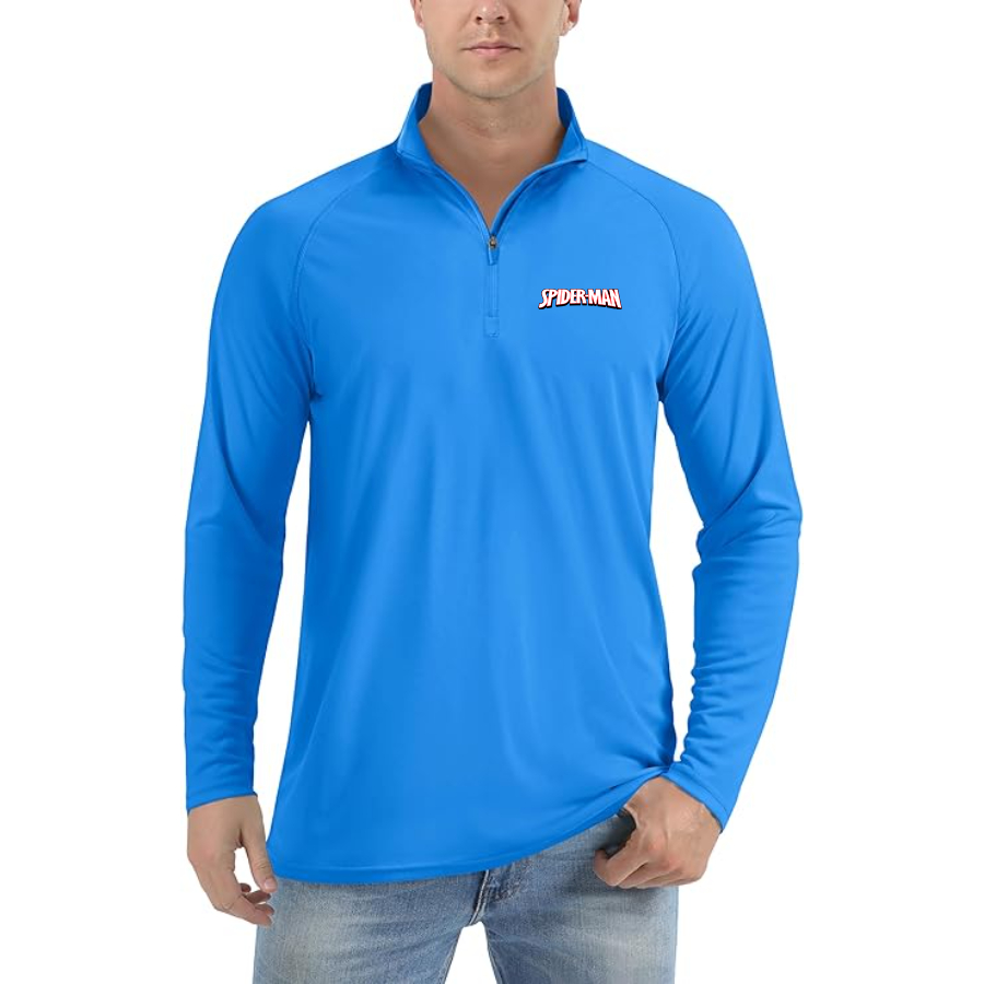 Men's Spider Man Lightweight Quarter-Zip Athletic Shirt Long Sleeve Performance Wear