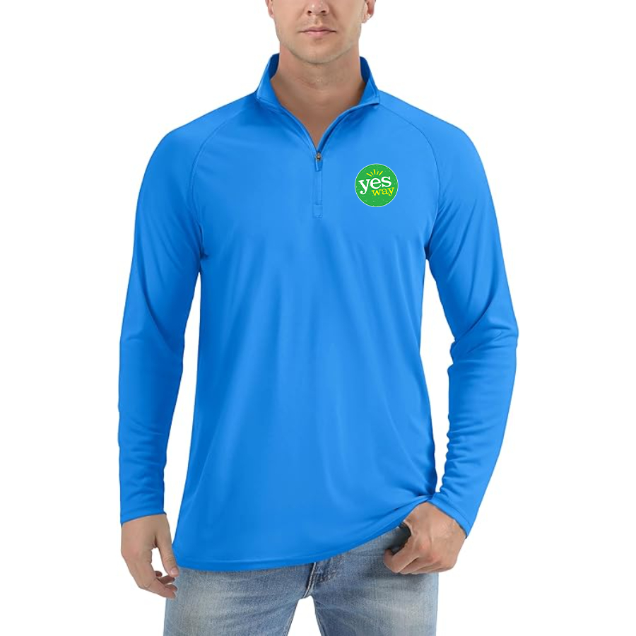 Men's Yes Way  Lightweight Quarter-Zip Athletic Shirt Long Sleeve Performance Wear