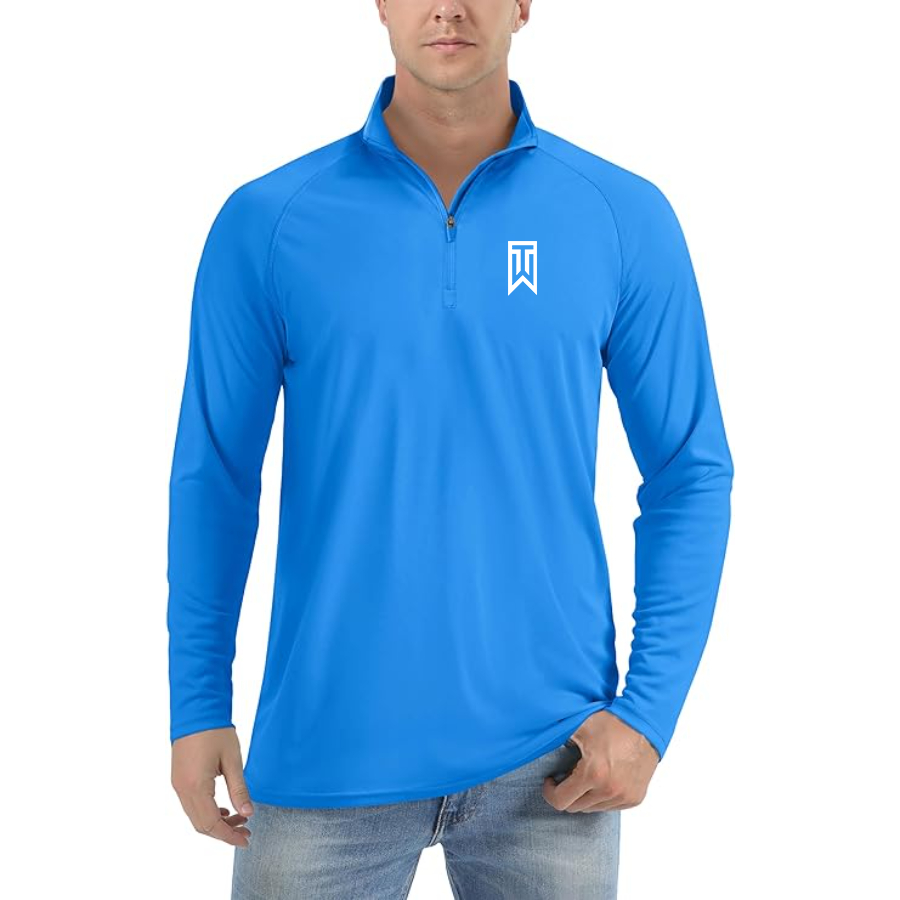 Men's Tiger Woods Lightweight Quarter-Zip Athletic Shirt Long Sleeve Performance Wear