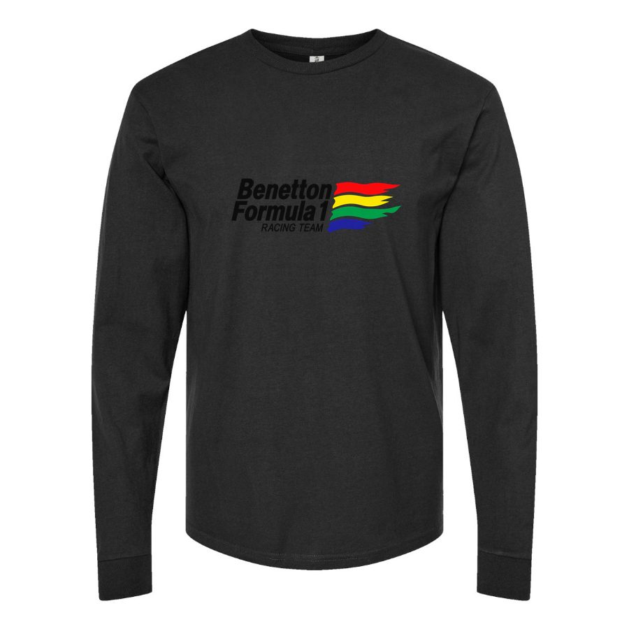 Men's Benetton Formula 1 Racing Team Long sleeves Cotton Blend T-Shirt