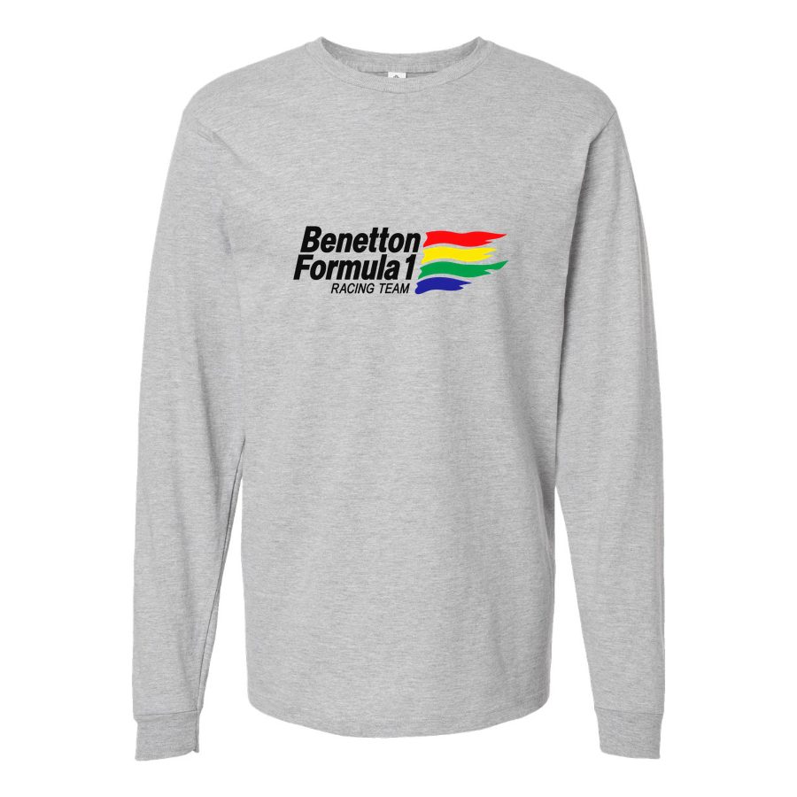 Men's Benetton Formula 1 Racing Team Long sleeves Cotton Blend T-Shirt