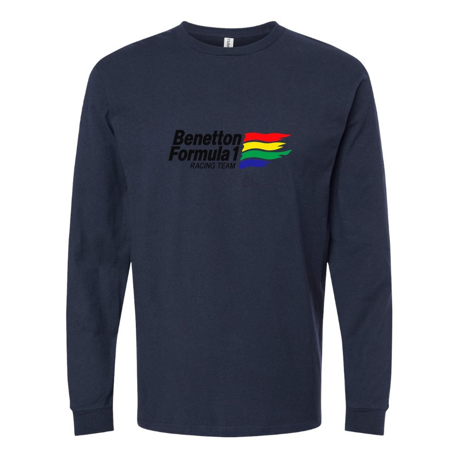 Men's Benetton Formula 1 Racing Team Long sleeves Cotton Blend T-Shirt