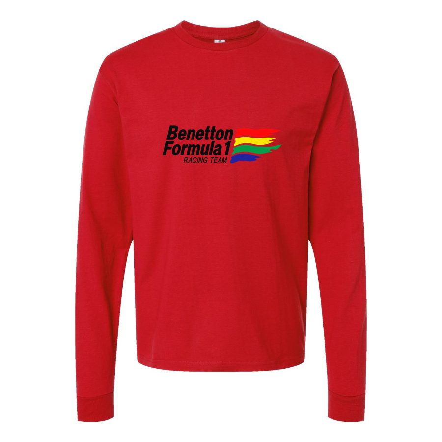 Men's Benetton Formula 1 Racing Team Long sleeves Cotton Blend T-Shirt