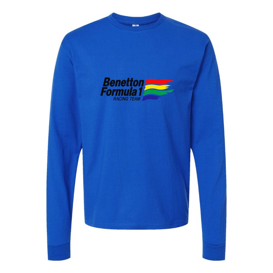 Men's Benetton Formula 1 Racing Team Long sleeves Cotton Blend T-Shirt