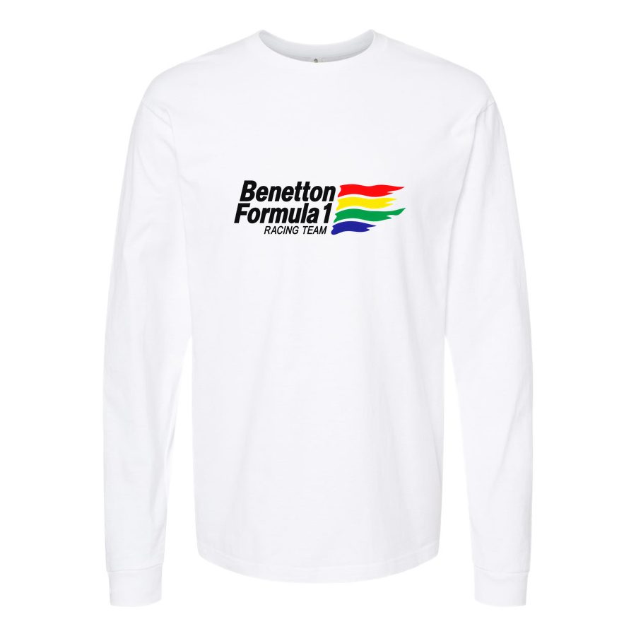 Men's Benetton Formula 1 Racing Team Long sleeves Cotton Blend T-Shirt