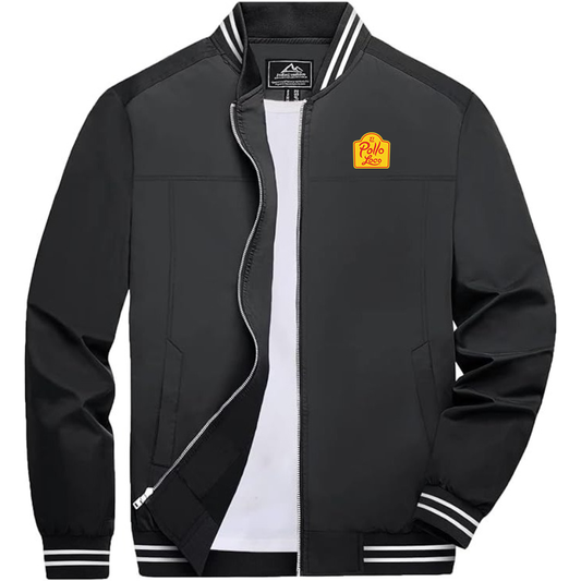 Men's El Pollo Loco Lightweight Zip-Up Bomber Jacket with Ribbed Collar and Cuffs Versatile Casual Outerwear