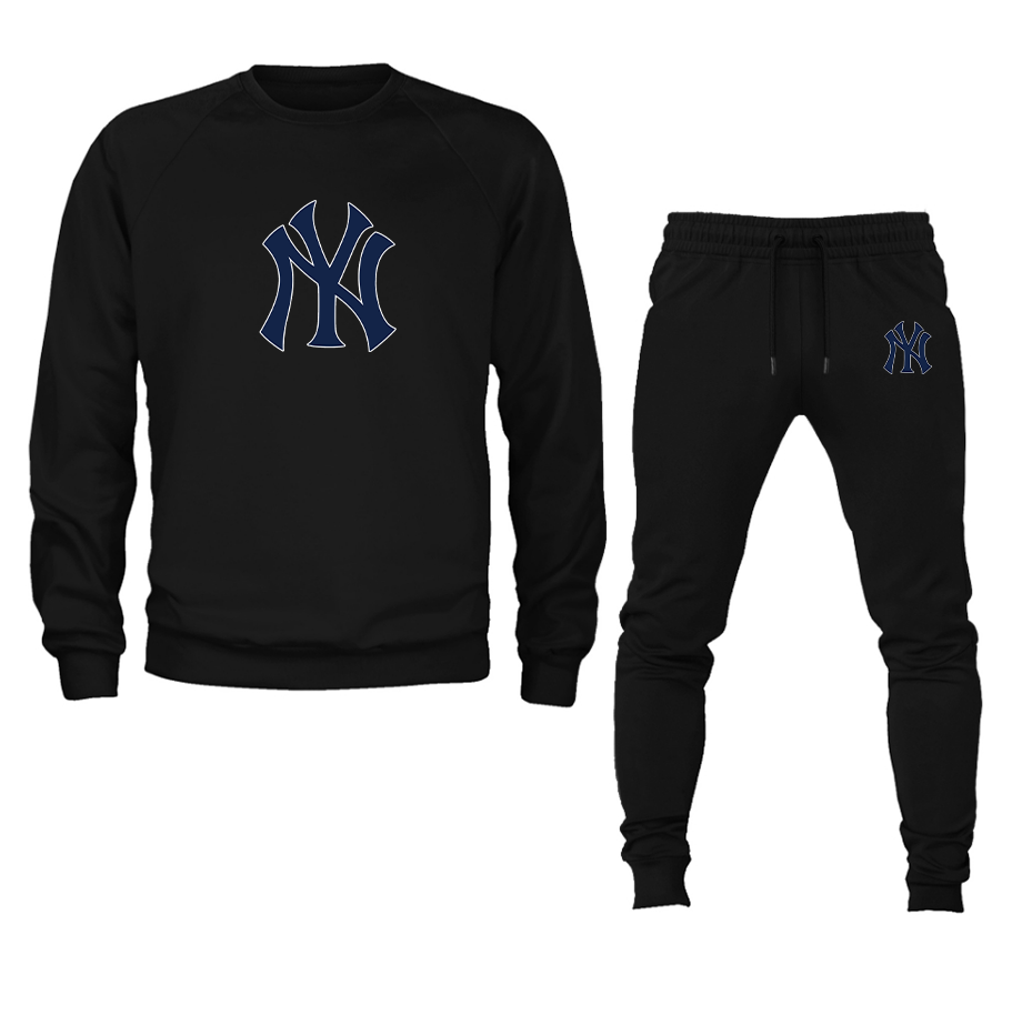 Men's New York NY Yankees Baseball Crewneck Sweatshirt Joggers Suit