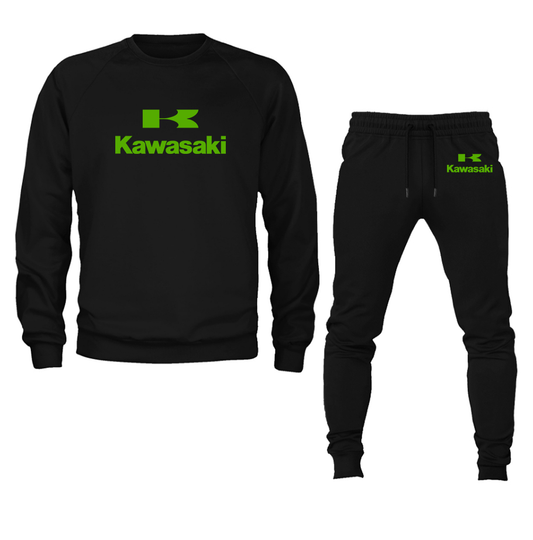 Men's Kawasaki Bike Motorcycle Crewneck Sweatshirt Joggers Suit