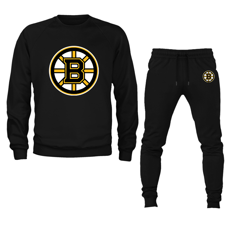 Men's NHL Boston Bruins Crewneck Sweatshirt Joggers Suit