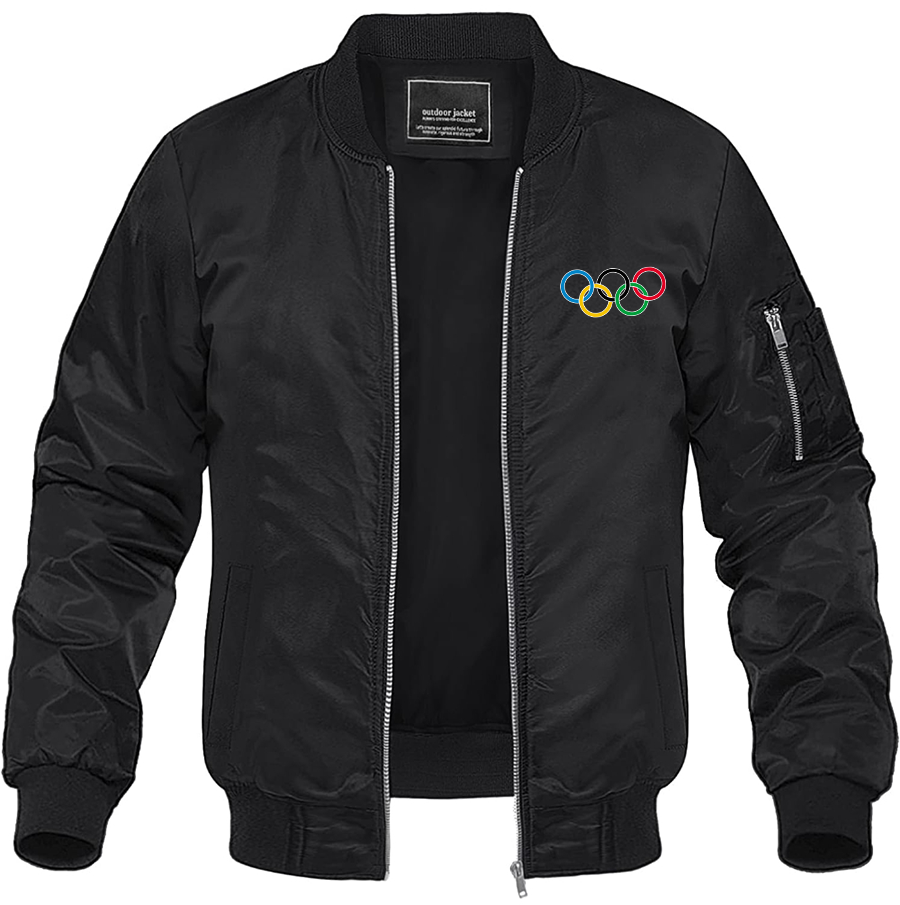 Men's Olympics Rings Lightweight Bomber Jacket Windbreaker Softshell Varsity Jacket