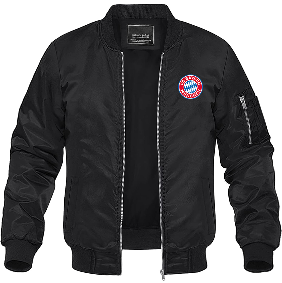 Men's FC Bayern Munich Lightweight Bomber Jacket Windbreaker Softshell Varsity Jacket