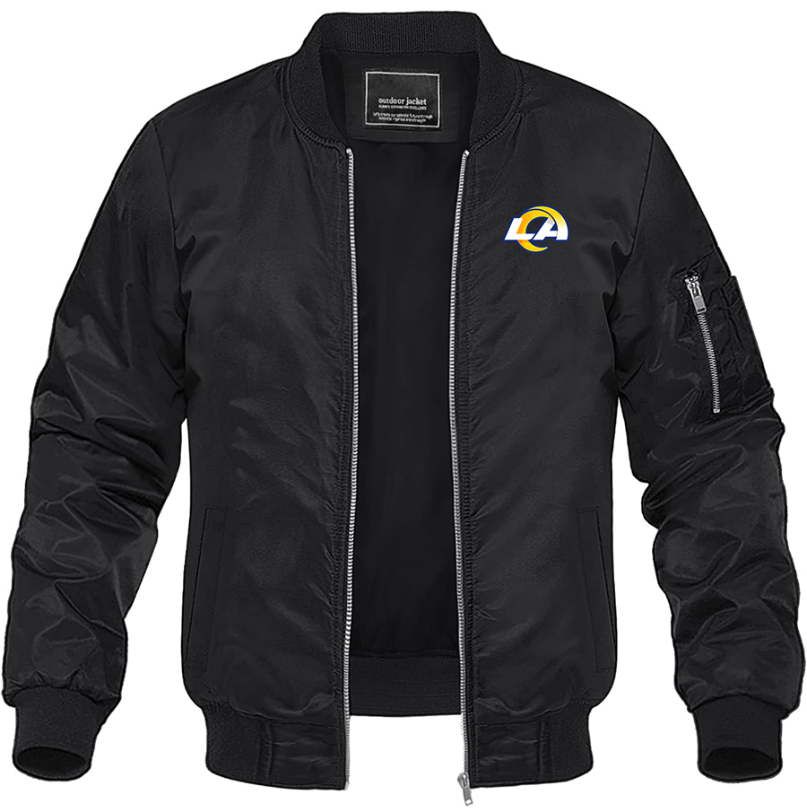 Men's Los Angeles Rams Lightweight Bomber Jacket Windbreaker Softshell Varsity Jacket