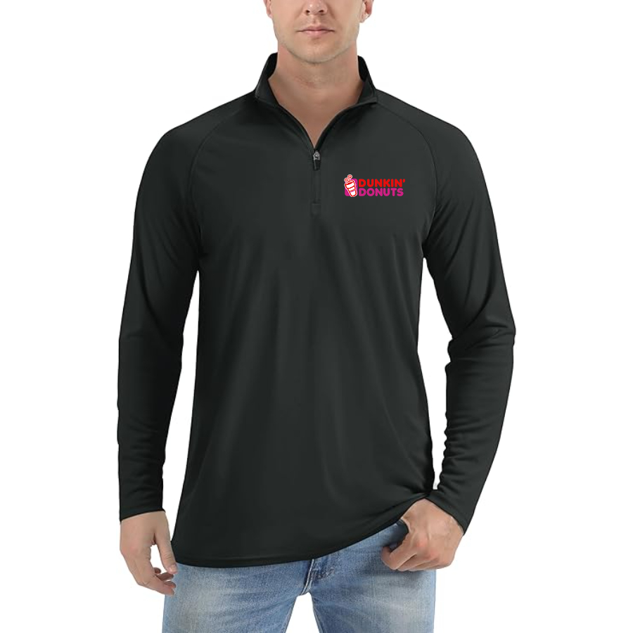 Men's Dunkin Donuts Lightweight Quarter-Zip Athletic Shirt Long Sleeve Performance Wear