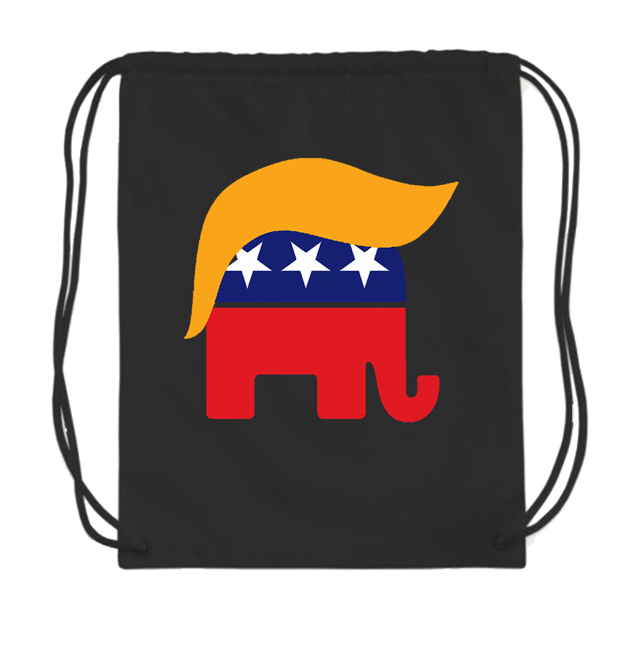 Donald Trump Hair Elephant Drawstring Bag