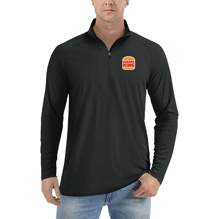 Men's Burger King Lightweight Quarter-Zip Athletic Shirt Long Sleeve Performance Wear