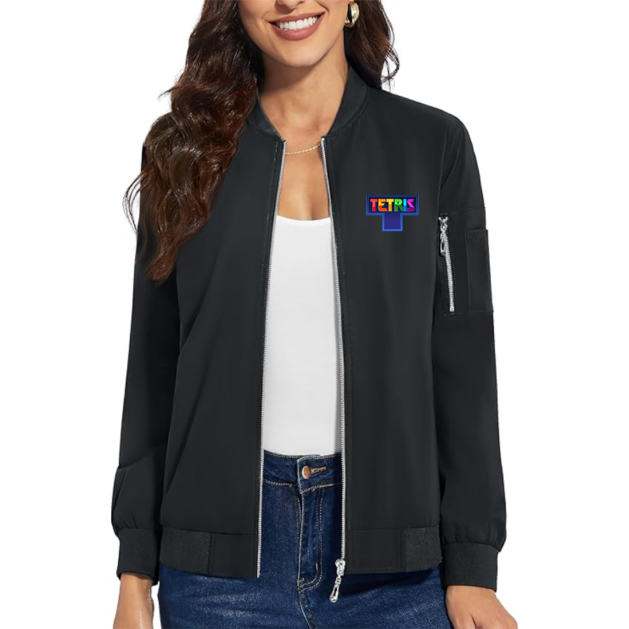 Women's Tetris Premium Bomber Jacket with Polished Detailing and Functional Sleeve Pocket Modern Luxury Outerwear