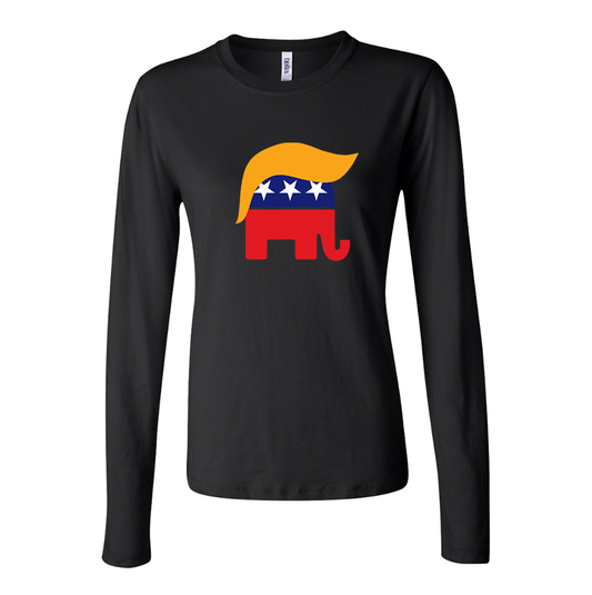 Women's Donald Trump Hair Elephant Long Sleeve T-Shirt