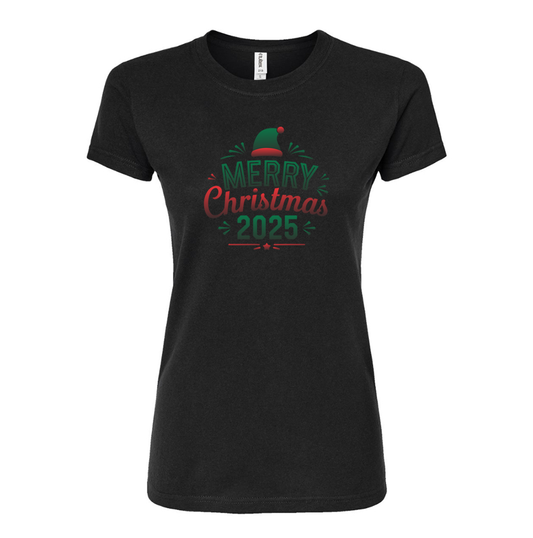 Women's Merry Christmas 2025 Round Neck T-Shirt