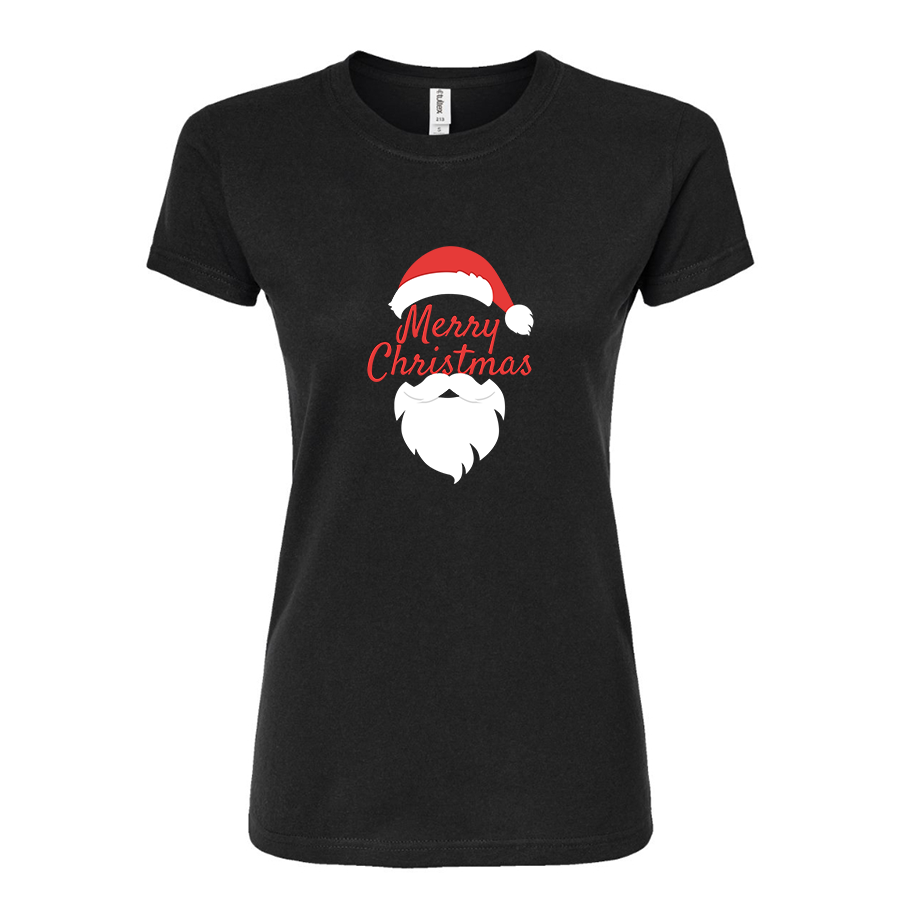 Women's Merry Christmas Santa Claus Round Neck T-Shirt