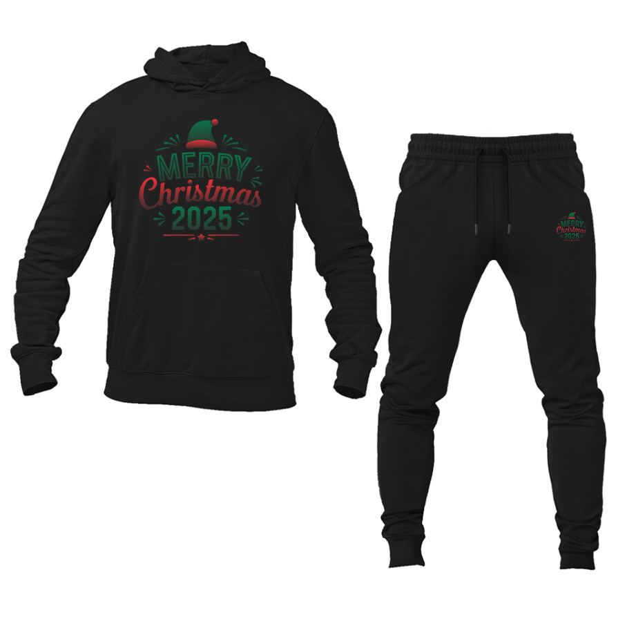 Men's Merry Christmas 2025 Hoodie and Joggers Set